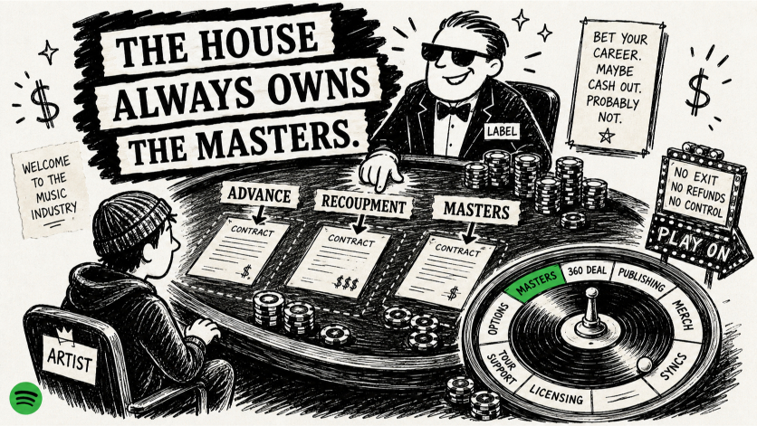The old music industry as a casino - the house always owns the masters.