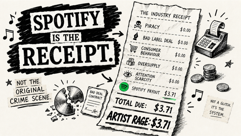 Spotify is the receipt, not the original crime scene.