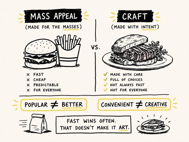 Popular does not mean better. Convenient does not mean creative.