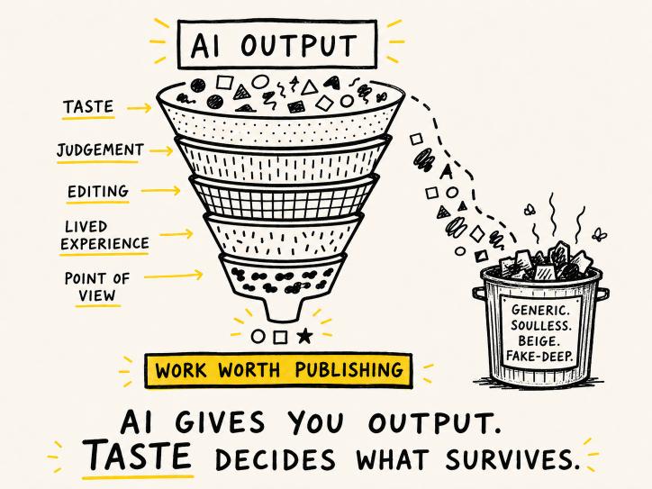 AI gives you output. Taste decides what survives.